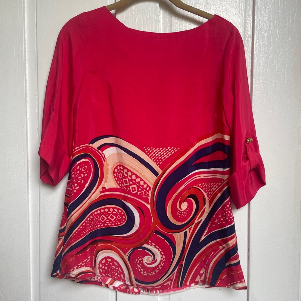 Britt Ryan Fuschia Pink Silk Boatneck Blouse